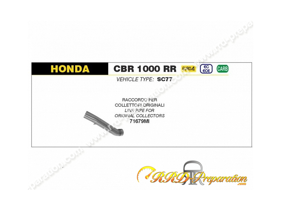Raccord non catalysé ARROW pour moto HONDA CBR 1000 RR de 2017 à 2019