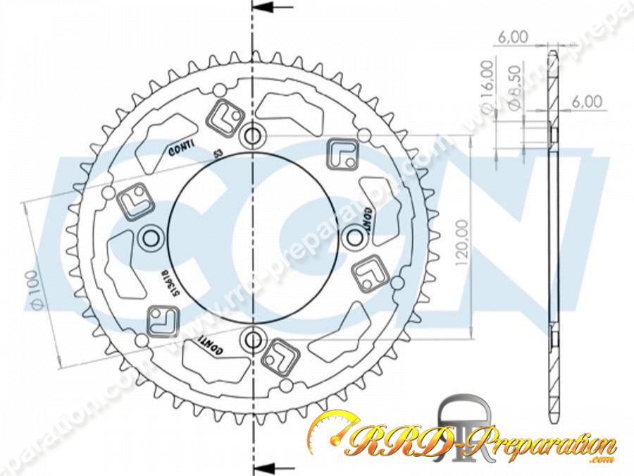 Couronne Ovale Reydel BCD 122 Mm 53 Dents – Compatible Vélo Rétro