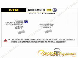 Raccord ARROW pour collecteur ARROW/Origine au silencieux ARROW sur KTM 690 SMC R et ENDURO R de 2019 à 2022
