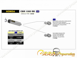 Kit Silencieux d'échappement ARROW INDY RACE pour moto HONDA CBR 1000 RR de 2008 à 2013