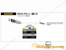 Kit silencieux avec raccord ARROW THUNDER pour collecteur ORIGINE pour Suzuki GSX-R 750 i.e et 650 i.e de 2011 à 2016