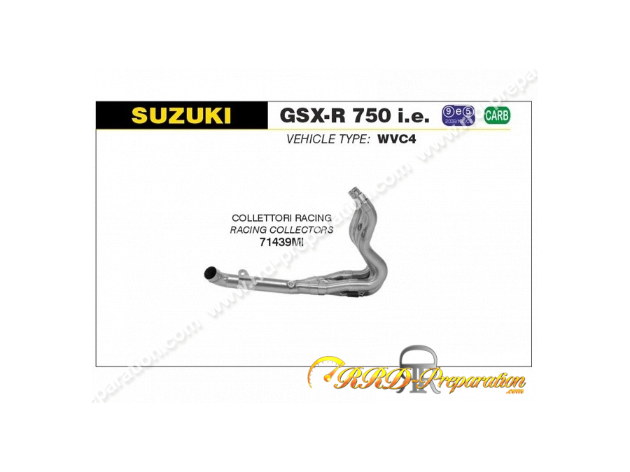 Collecteur sans raccord ARROW RACING pour silencieux ARROW sur SUZUKI GSX-R 750 i.e et 650 i.e de 2011 à 2016