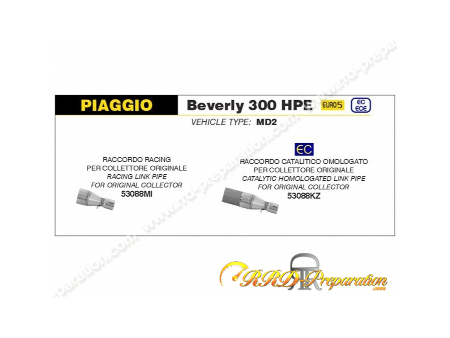Raccord ARROW URBAN pour PIAGGIO Beverly 300 HPE à partir de 2021