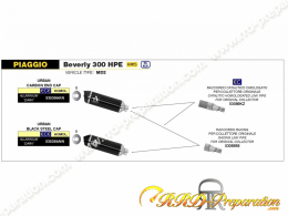 Kit silencieux ARROW URBAN avec raccord pour collecteur d'origine sur Maxi-Scooter Piaggio Beverly 300 HPE à partir 2021