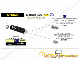 Kit silencieux avec raccord ARROW URBAN pour collecteur d'origine sur maxi scooter Kymco X-TOWN 300 de 2017 à 2020