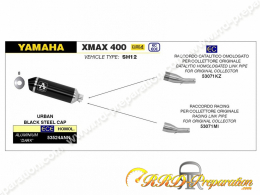 Kit silencieux ARROW URBAN pour collecteur d'origine sur maxi-scooter YAMAHA X-MAX 400cc 4 temps de 2017 à 2020