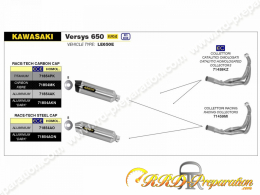 Ligne d'échappement complète ARROW RACE TECH pour Kawasaki Z 650 et VERSYS 650 de 2017 à 2022 et NINJA 650 de 2017 à 2020