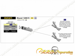 Kit silencieux d'échappement AVEC raccord ARROW INDY RACE pour Ducati DIAVEL 1260 S de 2019 à 2020