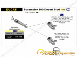 Kit silencieux ARROW PRO RACE avec raccord pour collecteur d'origine sur Ducati Scrambler 800 Desert Sled de 2017 à 2020