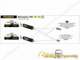 Kit d'échappement ARROW URBAN avec raccord pour maxi-scooter Peugeot METROPOLIS 400 de 2017 à 2021