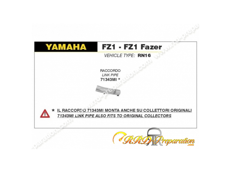 Raccord non catalysé ARROW pour YAMAHA FZ1 / FZ1 FAZER de 2006 à 2016