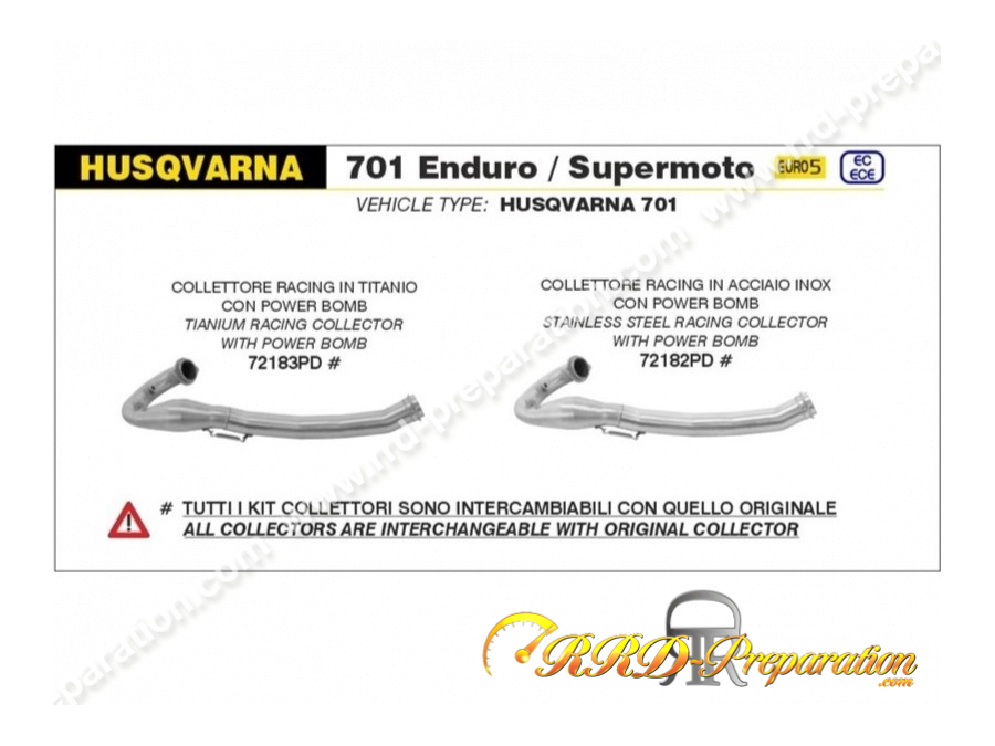Collecteur ARROW "POWER BOMB" racing sur Husqvarna 701 Supermoto à partir de 2021 (euro5)
