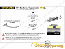 Ligne d'échappement complète ARROW RACE TECH avec collecteur "POWER BOMB" pour Husqvarna 701 Supermoto de 2021 à 2022 (euro5)