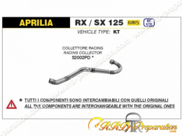 Collecteur en titane ARROW pour silencieux d'origine ou ARROW sur APRILIA RX / SX 125 de 2021 à 2023