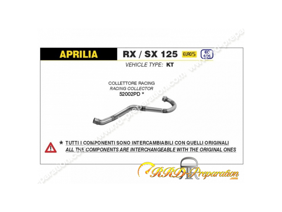 Ligne complète ARROW THUNER pour APRILIA RX / SX 125 de 2021 à 2023
