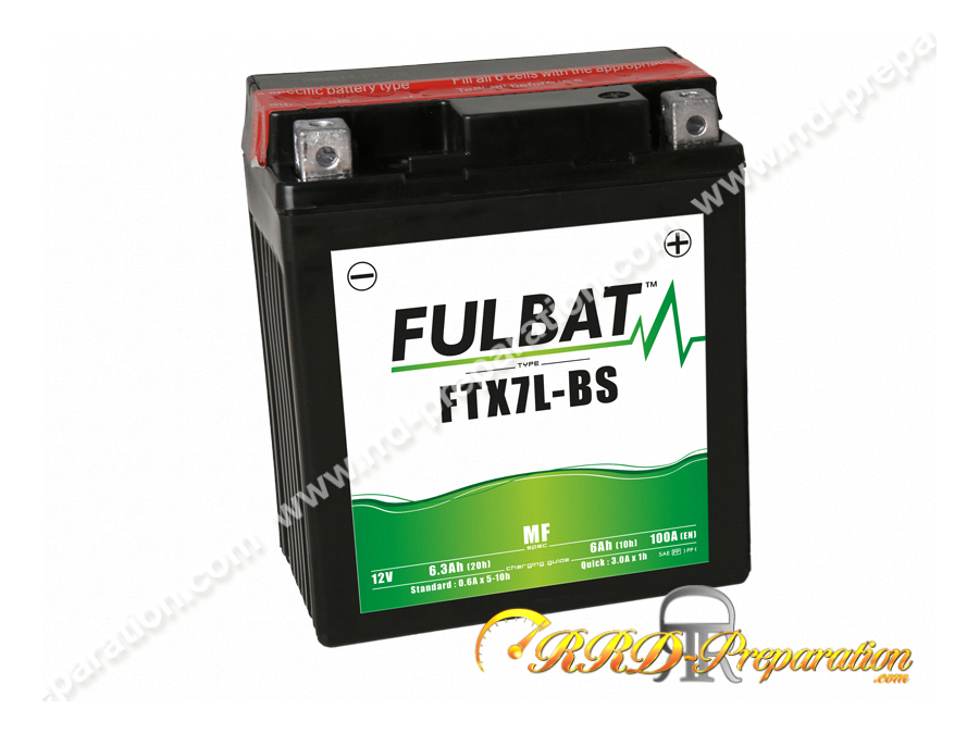 Batterie FULBAT FTX7L-BS 12v 6Ah (acide sans entretien) pour moto, mécaboite, scooters...