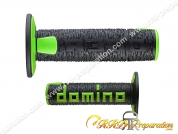 Poignées de guidon, revêtement côtés fermés, gros anneau bi-colore DOMINO A360 Noir / Vert