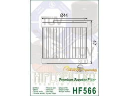 Filtre à huile HIFLO FILTRO HF566 type origine pour maxiscooter KAWASAKI J, KYMCO DOWNTOWN, SUPER DINK ...