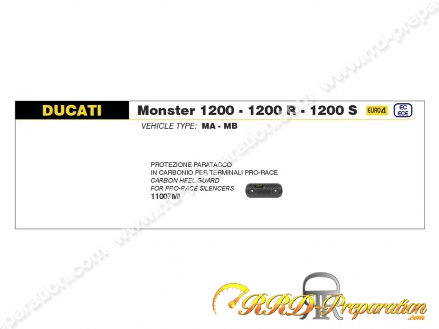 Protège talon ARROW en carbone pour MONSTER 1200/1200R/1200S de 2016 à 2020