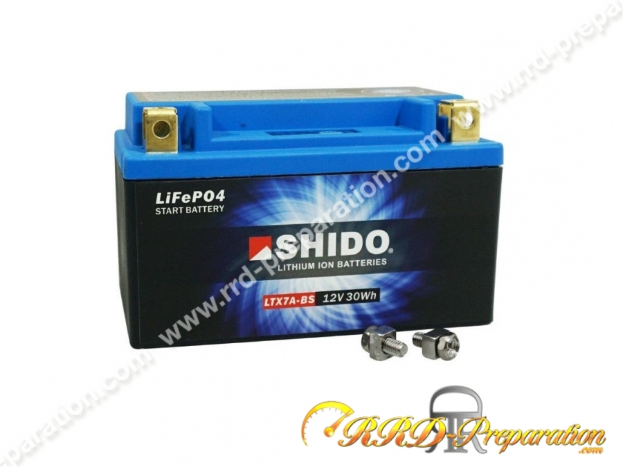 Batterie SHIDO LTX7A-BS 12V 2,4AH LITHIUM pour moto, mécaboite, scooters