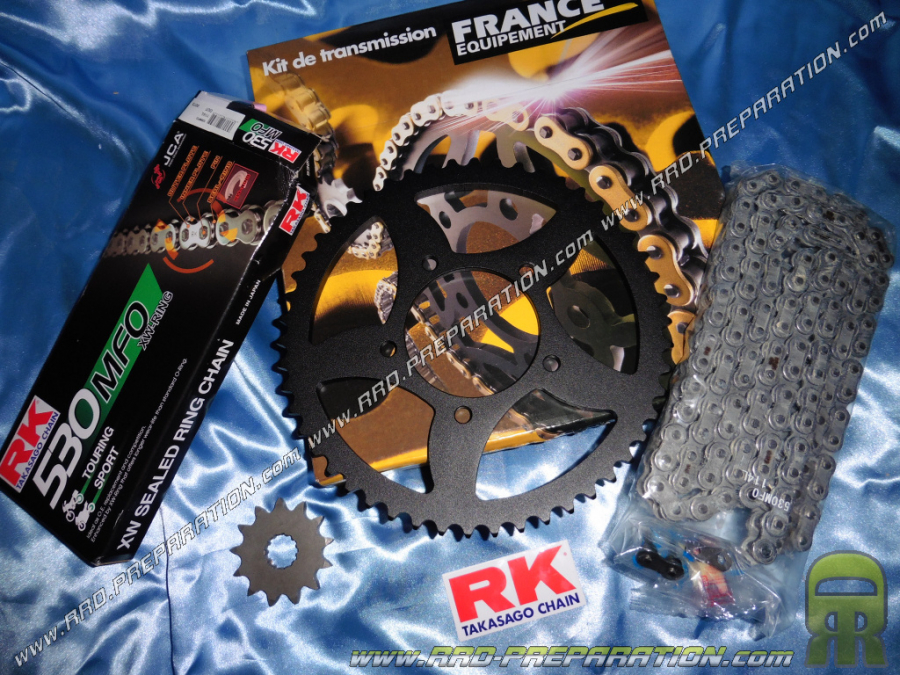 Kit chaine FRANCE EQUIPEMENT renforcé pour moto SUZUKI 600 Bandit de 2000 à 2005 dentures aux choix