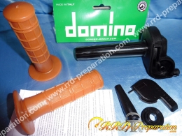 Poignée d'accélérateur, tirage rapide DOMINO COMMANDOS VINTAGE avec revêtements orange