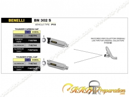 Kit silencieux avec raccord ARROX THUNDER pour collecteur d'origine sur BENELLI BN 302 S de 2019 à 2020