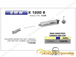 Kit silencieux d'échappement avec raccord MAXI RACE-TECH pour collecteur d'origine sur BMW K 1200 R de 2005 à 2008