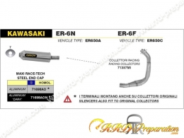Ligne d'échappement complète ARROW MAXI RACE-TECH pour Kawasaki ER-6N - ER-6F et VERSYS 650 de 2005 à 2016