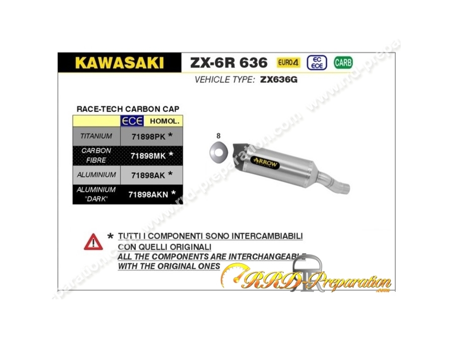 ARROW RACETECH exhaust silencer for KAWASAKI ZX6R 636 from 2019 to 2020