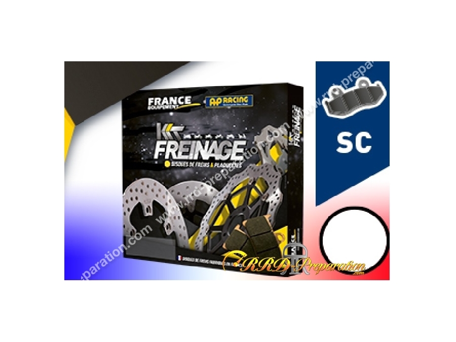 Kit freinage avant disque FRANCE EQUIPEMENT + plaquettes AP RACING pour scooter GILERA RUNNER, PIAGGIO NRG 50cc