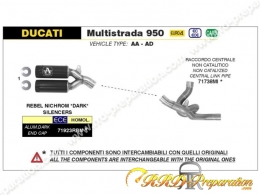 Kit silencieux d'échappement avec raccord REBEL ARROW pour collecteur d'origine sur DUCATI MULTISTRADA 950 de 2019 à 2020