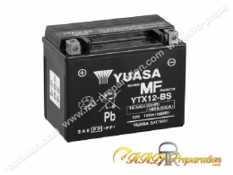 Batterie YUASA YTX12-BS 12v 10Ah (sans entretien) pour moto, mécaboite, scooters...