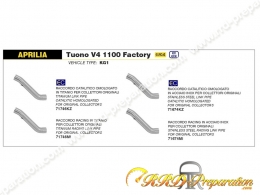 Raccord ARROW pour APRILIA RSV 4 1100 Factory de 2019/2020, TUONO V4 de 2017/2020, RSV 4 RR/RF de 2017/2018