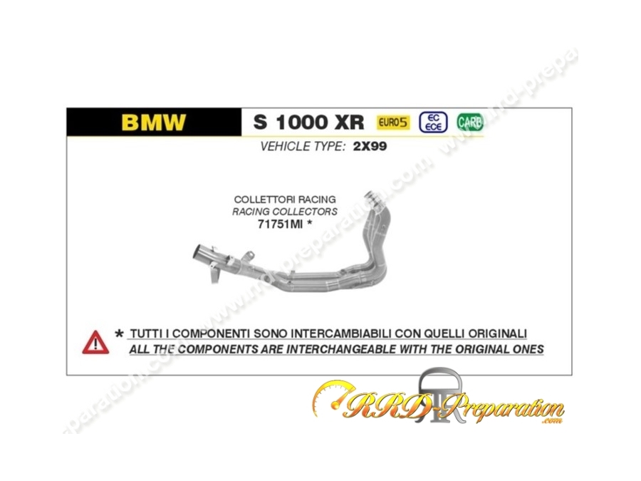 Collecteur d'échappement Racing ARROW pour BMW S 1000 XR à partir de 2020