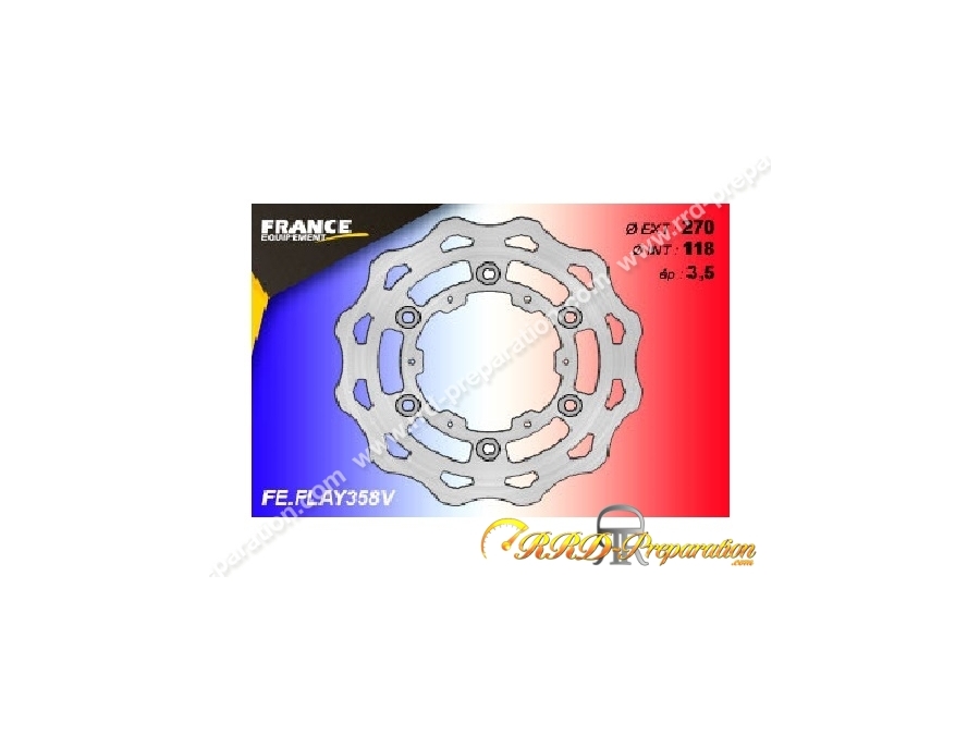 Disque de frein avant FRANCE EQUIPEMENT WAVES FLOTTANT Ø270mm pour moto cross YAMAHA YZ, YZF, WR Z, WRF 125, 250, 450cc