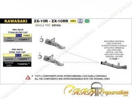 Kit silencieux d'échappement ARROW PRO-RACE pour collecteur d'origine sur KAWASAKI ZX-10R / ZX-10RR de 2021 à 2023