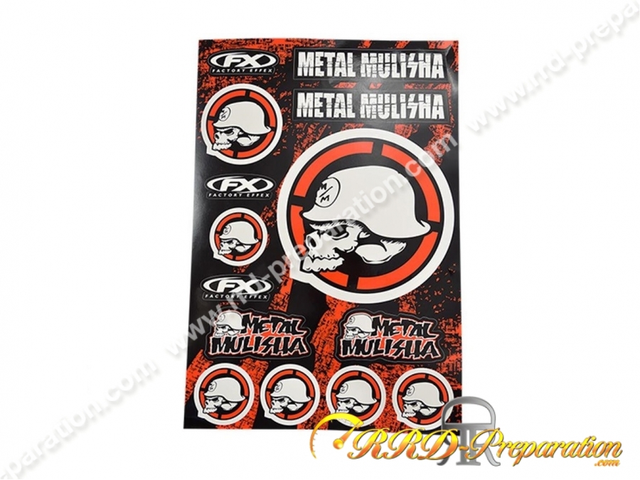 Planche d'autocollants METAL MULISHA 2 XL (49X33cm) sur fond noir