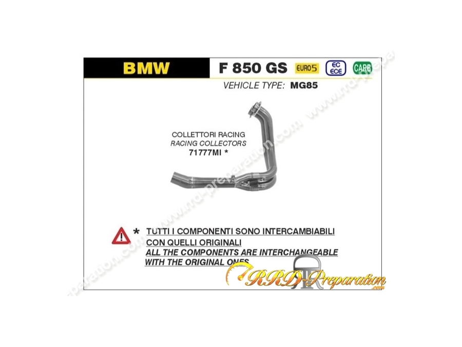 Collecteur d'échappement ARROW Racing pour BMW F 750 GS / F 850 GS de 2021 à 2023