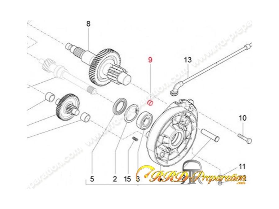 Douille de guidage d'arbre primaire sur capot de variateur PIAGGIO pour APRILIA SR 50, GILERA RUNNER, PIAGGIO ZIP, VESPA ET4 ...