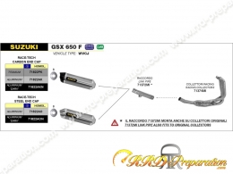 Ligne d'échappement complète ARROW RACE-TECH pour moto SUZUKI GSF 650 et 1250 BANDIT, GSX 650 et 1250 F de 2007 à 2016