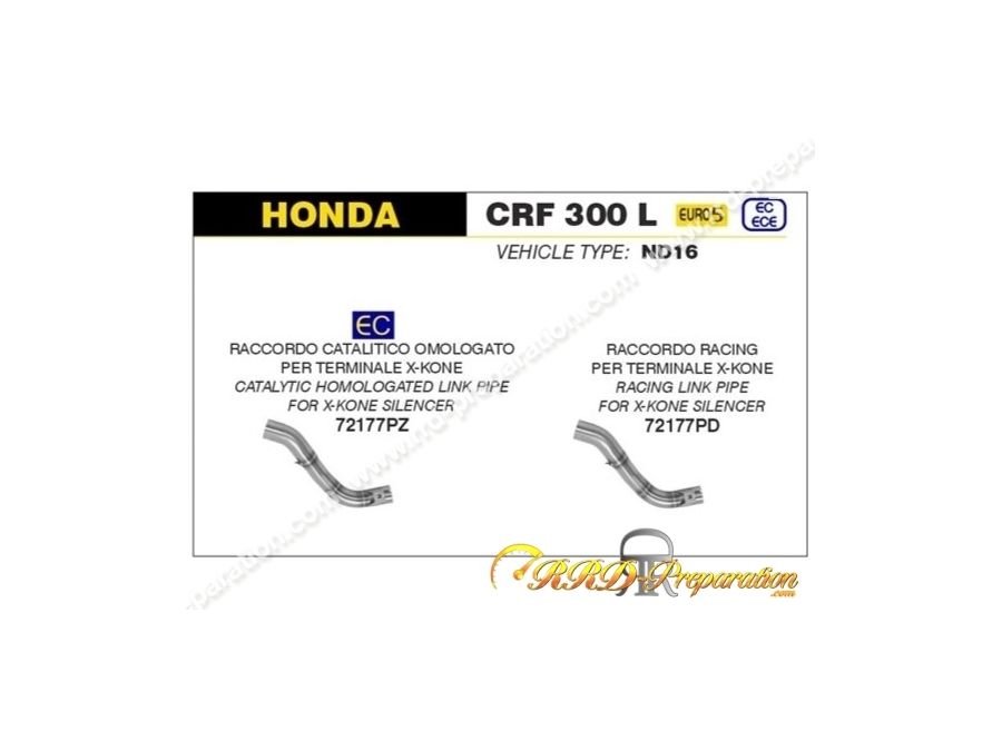 Raccord ARROW pour silencieux X-KONE pour HONDA CRF 300 L de 2021 à 2023