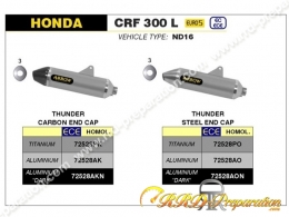 Kit silencieux d'échappement avec raccord ARROW THUNDER pour collecteur racing ARROW sur Honda CRF 300 L de 2021 à 2023