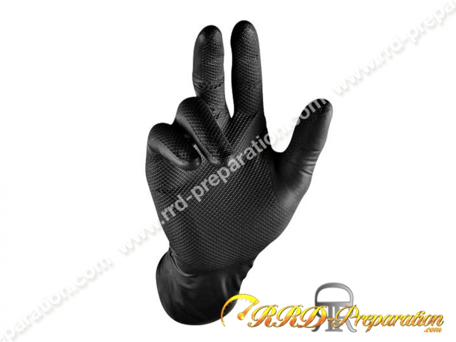 Boite 50 paires de gants de travail jetables NOIR haute résistance aux  produits chimiques taille au choix S, M, L, XL, XXL
