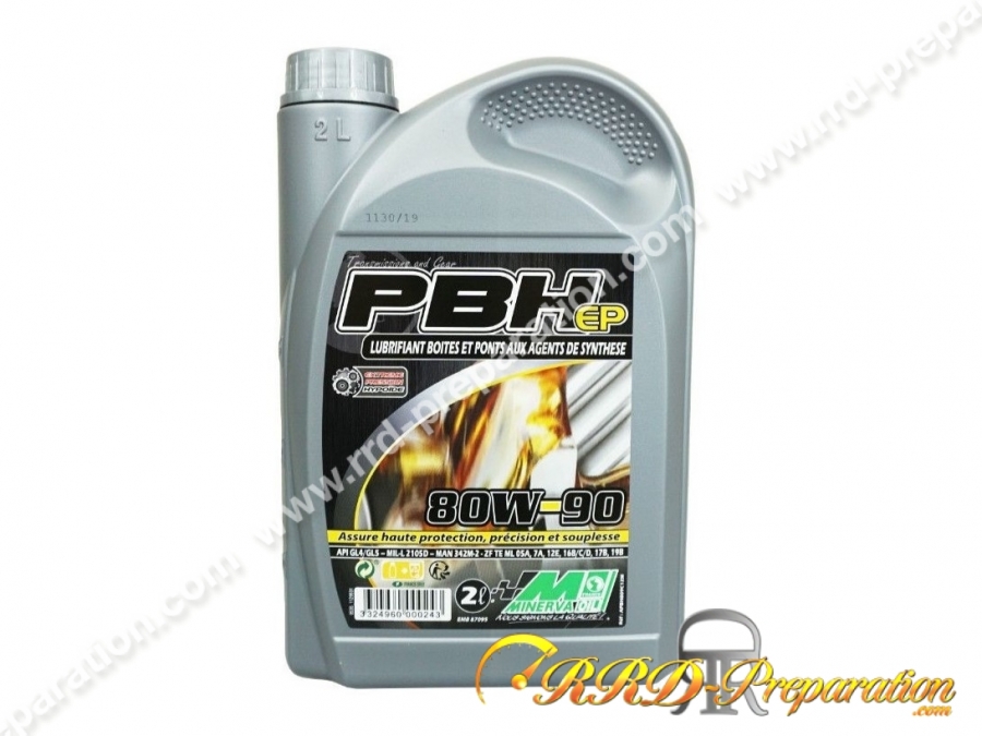 Huile de boîte / transmission MINERVA OIL PBH EP 100% synthèse viscosité au choix pour scooter, moto, quad... 2 ou 5L