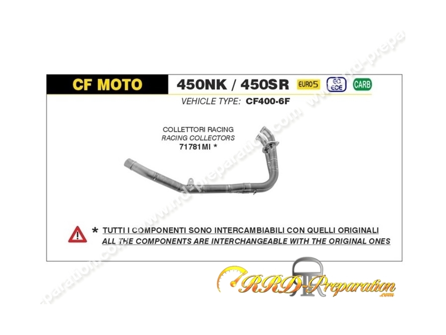 Collecteur d'échappement racing pour CF MOTO 450NK / 450SR à partir de 2023