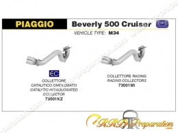 Collecteur d'échappement pour silencieux URBAN pour PIAGGIO BEVERLY 500/400 CRUISER, TOURER... et APRILIA SCARABEO 400/500 ...