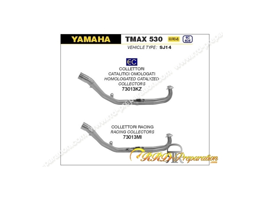 Collecteur ARROW Racing pour maxi-scooter YAMAHA TMAX 530 de 2017 à 2019 et 560 de 2020 à 2021