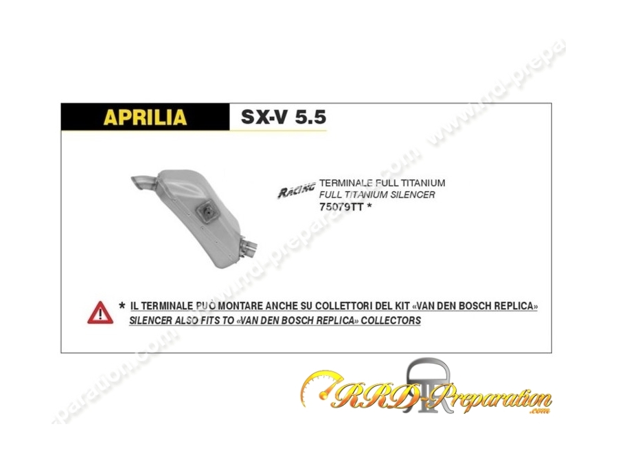 Silencieux d'échappement ARROW RACING pour APRILIA SX-V 5.5 de 2007 à 2014