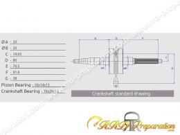 Vilebrequin, vilo, embiellage ATHENA Racing course origine 10mm pour scooter PGO 50cc